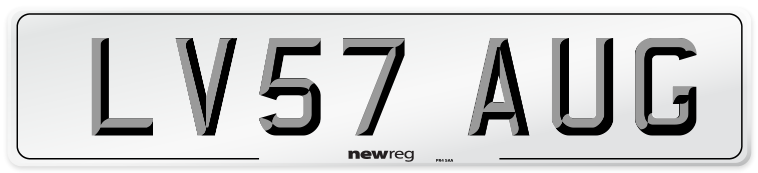 LV57 AUG Number Plate from New Reg
